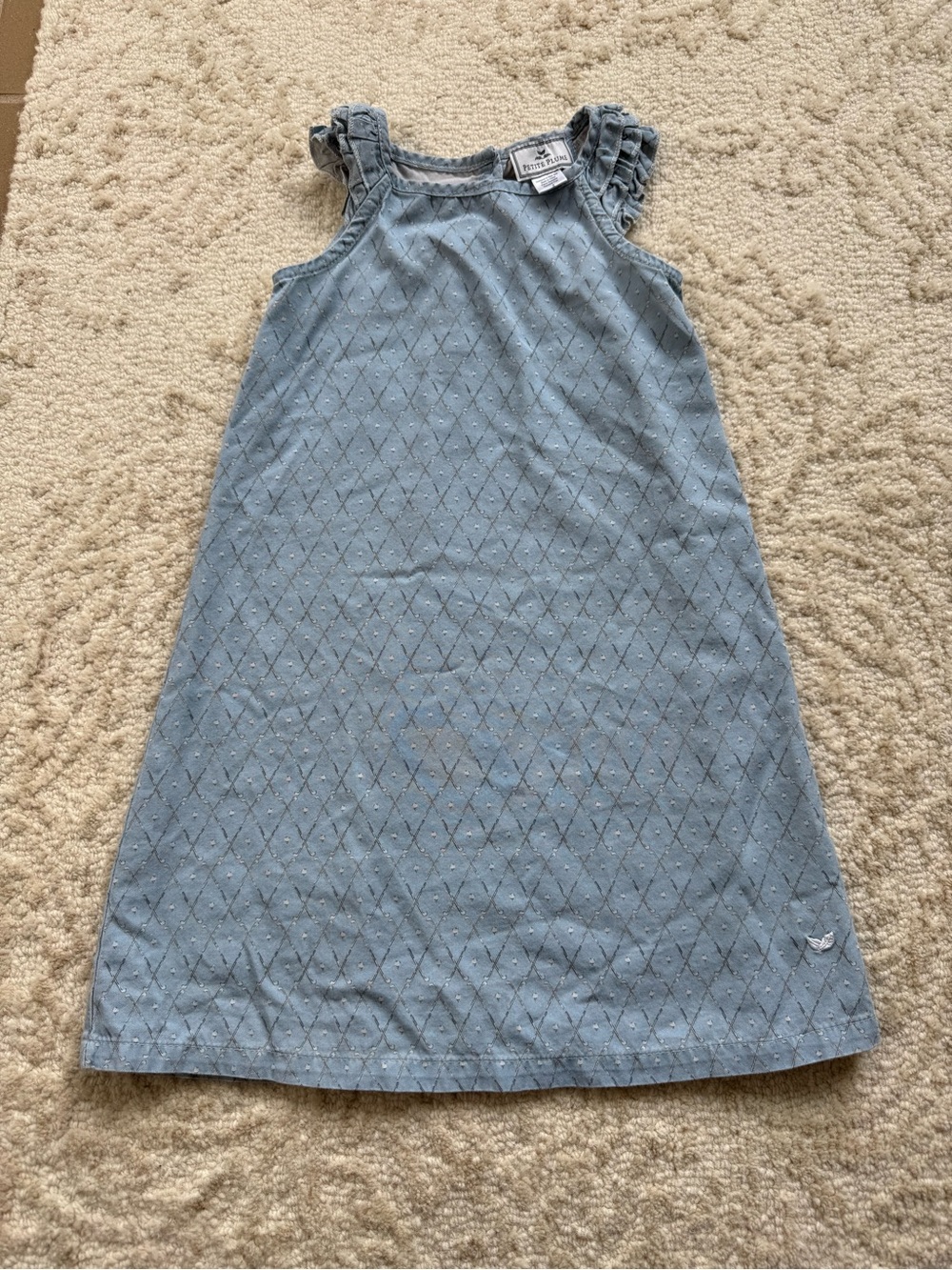 Petite Plume Light Blue Golf Club Diamond-Print Ruffle-Shoulder Nightgown 4T